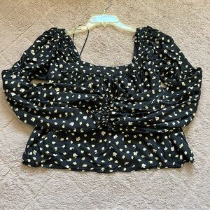 Billabong‎ Floral Long Sleeve Crop Top Women’s Size L